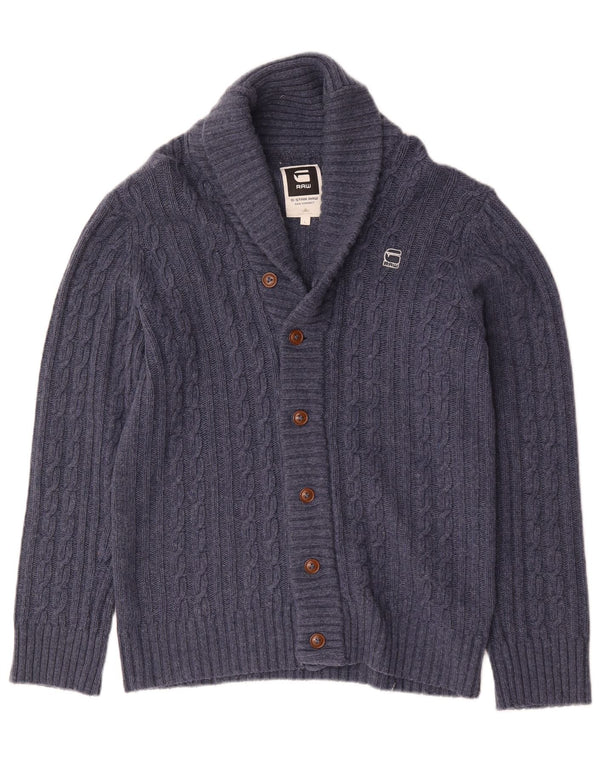 G-Star Mens Cardigan Sweater Large Navy Blue Wool