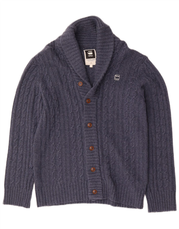 G-Star Mens Cardigan Sweater Large Navy Blue Wool
