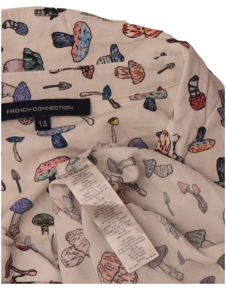 French Connection Womens Abstract Pattern Shirt Blouse UK 14 Large White