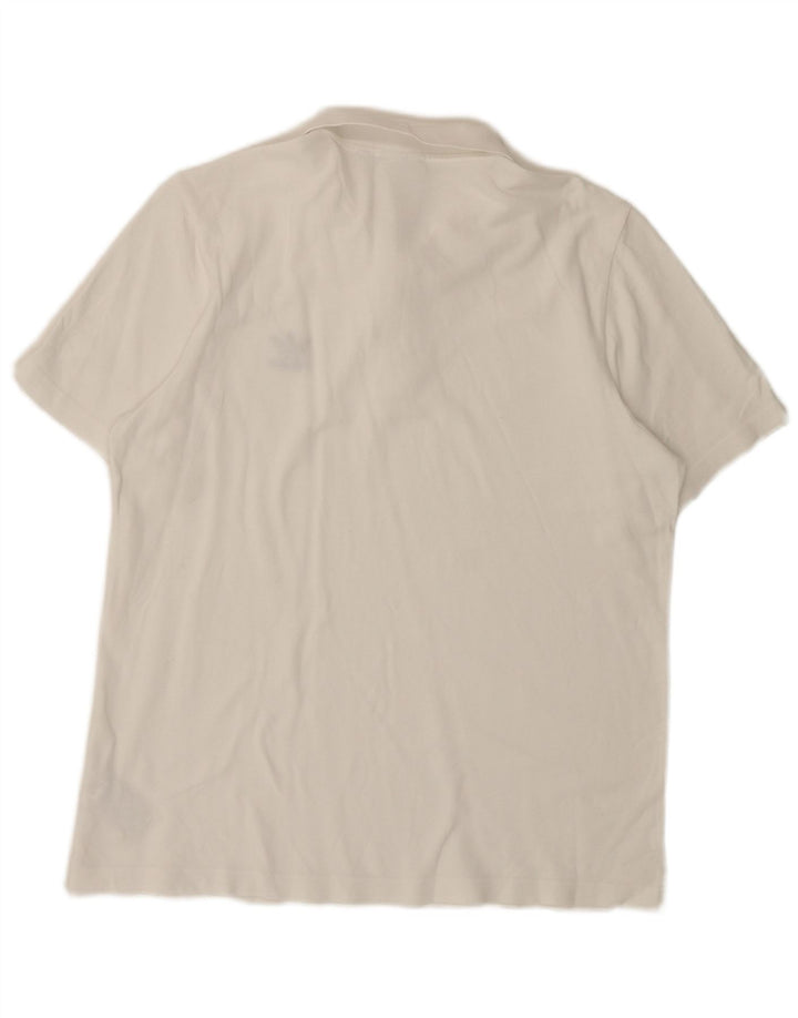 ADIDAS Mens Polo Shirt Medium White Cotton