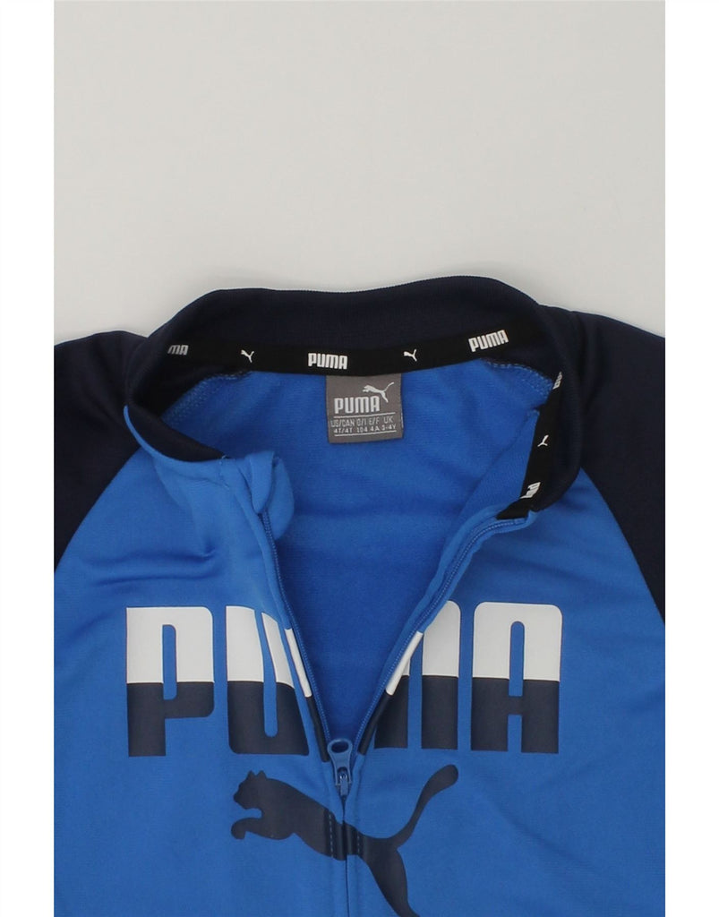 PUMA Boys Graphic Tracksuit Top Jacket 3-4 Years Blue Colourblock | Vintage Puma | Thrift | Second-Hand Puma | Used Clothing | Messina Hembry 