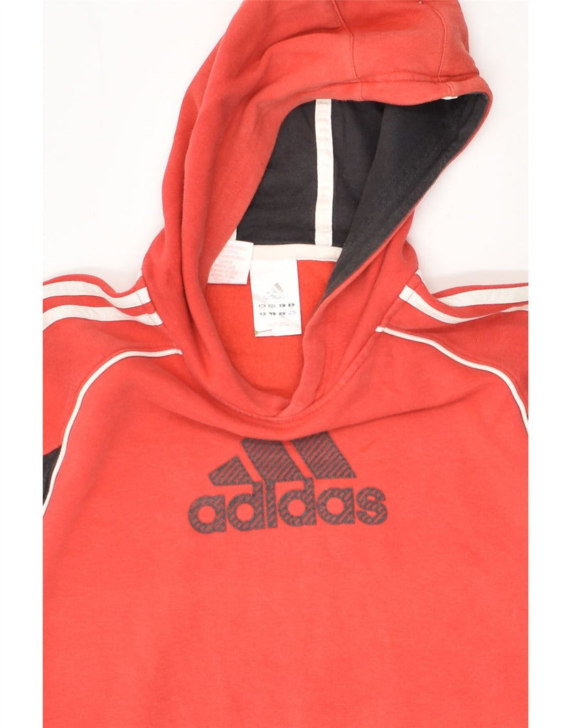 ADIDAS Boys Graphic Hoodie Jumper 14-15 Years Red Colourblock Cotton | Vintage Adidas | Thrift | Second-Hand Adidas | Used Clothing | Messina Hembry 