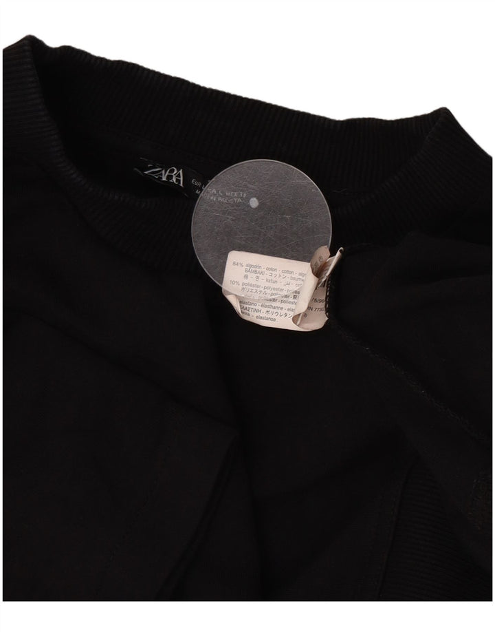 Zara Mens T-Shirt Top UK 16 Large Black Cotton