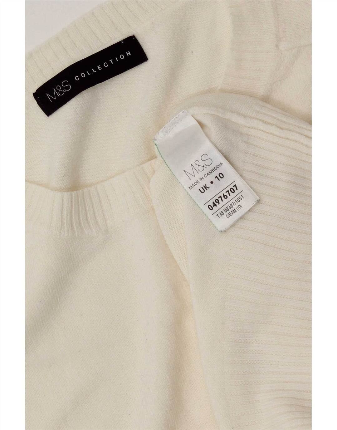 Marks & Spencer Womens Crew Neck Jumper Sweater UK 10 Small Off White