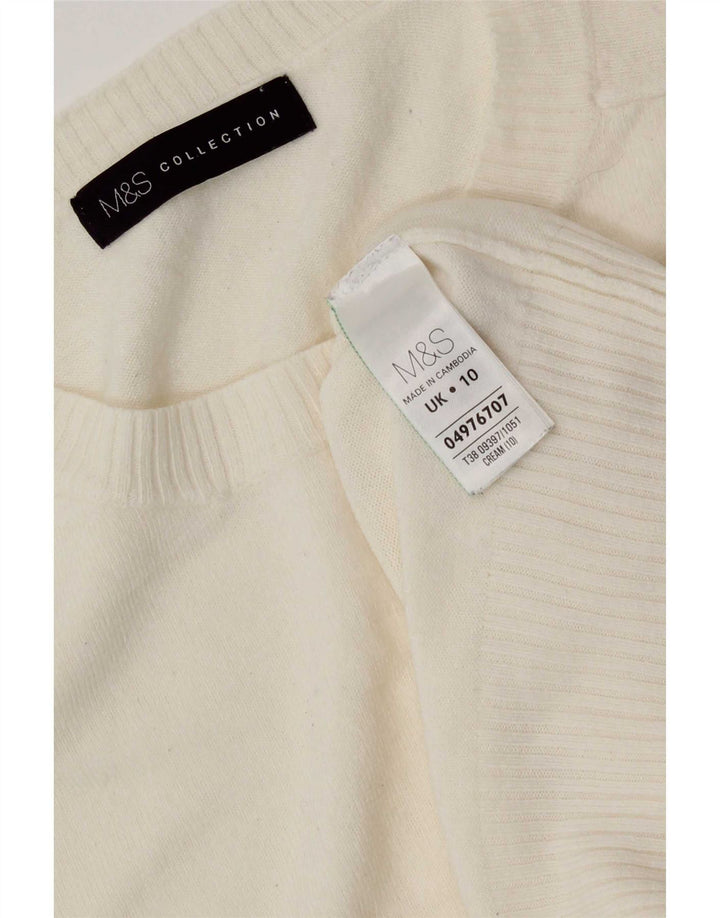 Marks & Spencer Womens Crew Neck Jumper Sweater UK 10 Small Off White