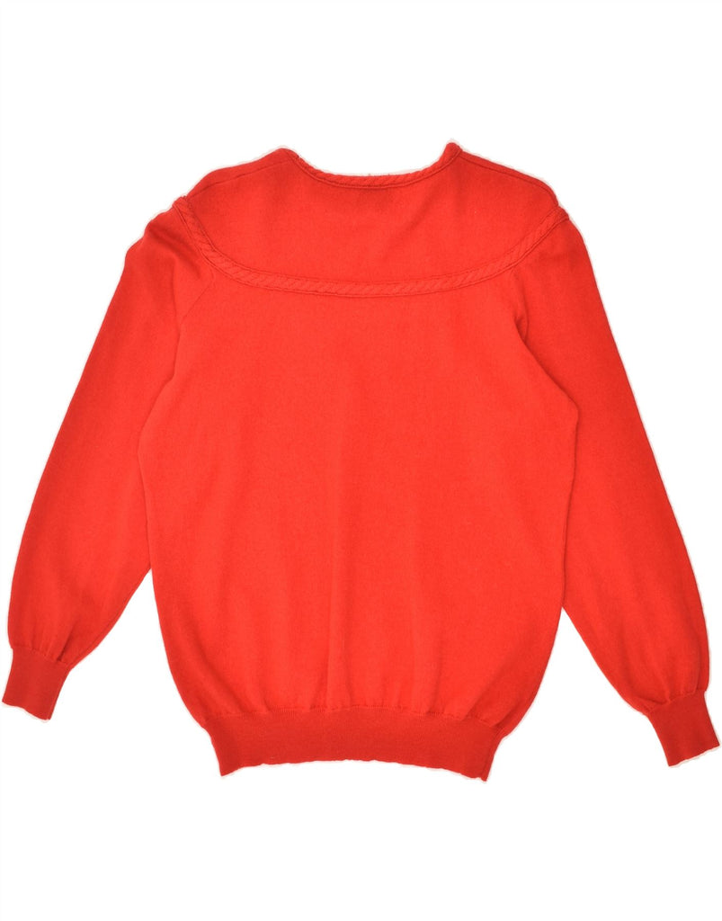 LES COPAINS Womens Crew Neck Jumper Sweater UK 14 Medium Red Virgin Wool | Vintage Les Copains | Thrift | Second-Hand Les Copains | Used Clothing | Messina Hembry 