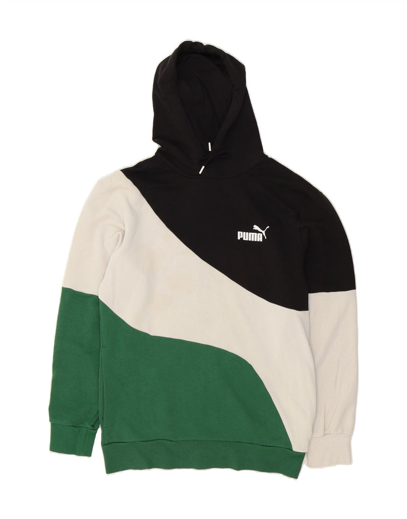 PUMA Mens Hoodie Jumper Small Multicoloured Colourblock Cotton Vintage Puma and Second-Hand Puma from Messina Hembry 