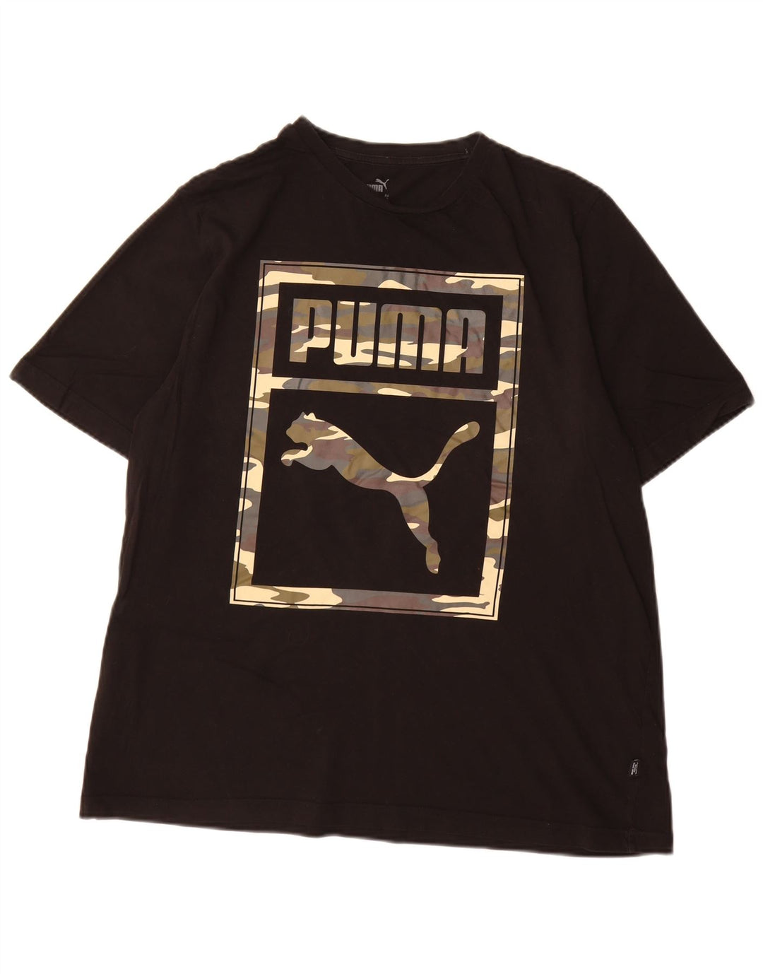 Puma Mens Graphic T-Shirt Top XL Black Cotton