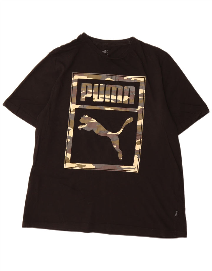 Puma Mens Graphic T-Shirt Top XL Black Cotton