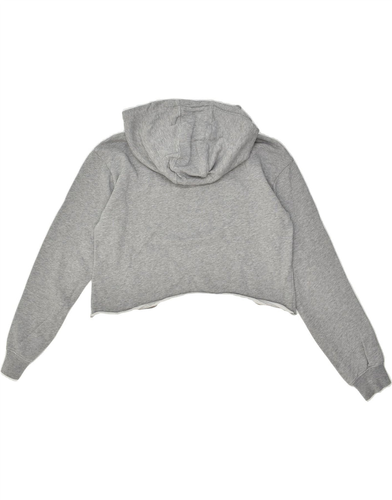 CHAMPION Womens Crop Oversized Hoodie Jumper UK 10 Small Grey Cotton | Vintage Champion | Thrift | Second-Hand Champion | Used Clothing | Messina Hembry 