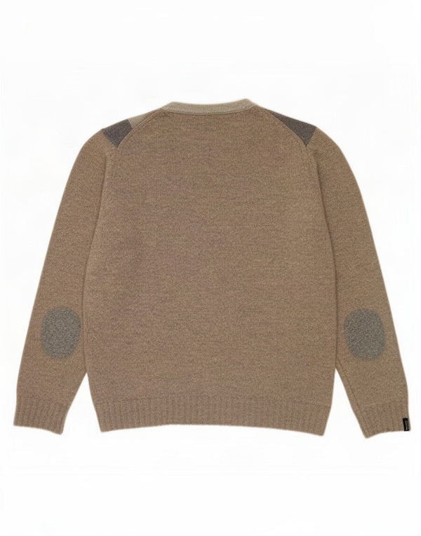 Bramante Mens Crew Neck Jumper Sweater IT 56 XL Grey Geometric New Wool