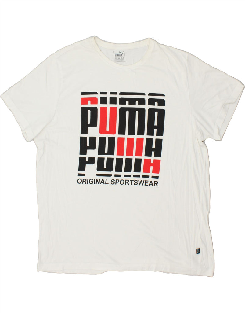 PUMA Mens Graphic T-Shirt Top 2XL White Cotton Vintage Puma and Second-Hand Puma from Messina Hembry 