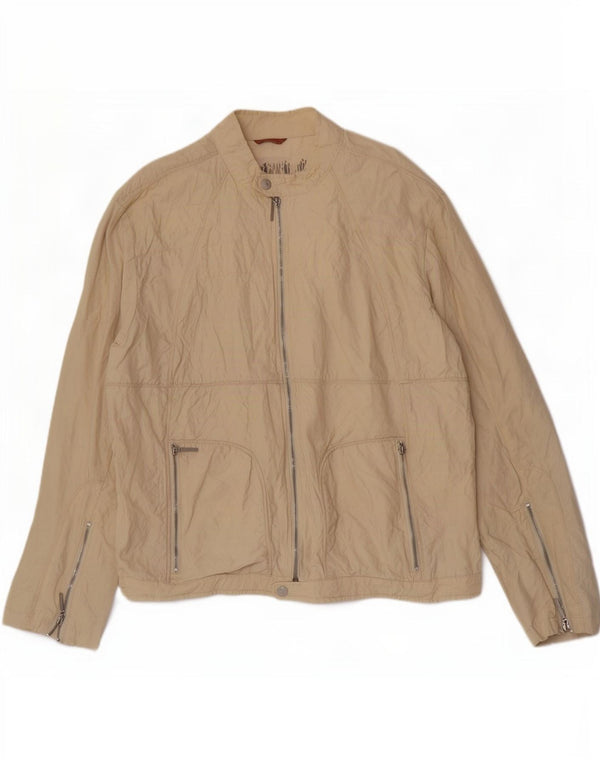 Lee Cooper Mens Bomber Jacket UK 44 2XL Beige Nylon