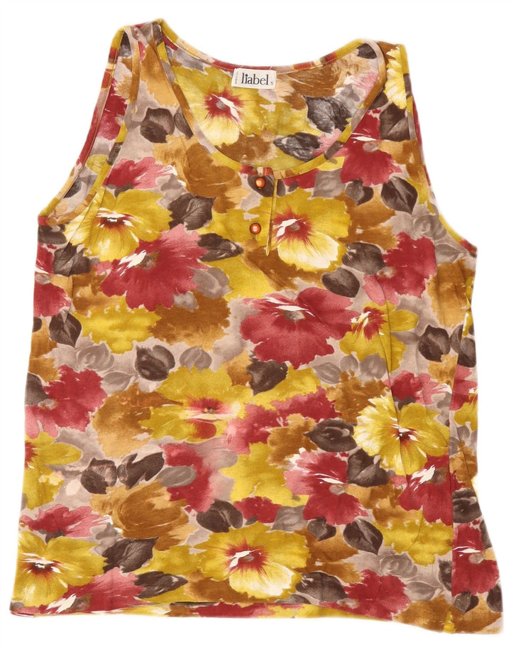 Liabel Womens Vest Top UK 14 Medium Multicoloured Floral Cotton