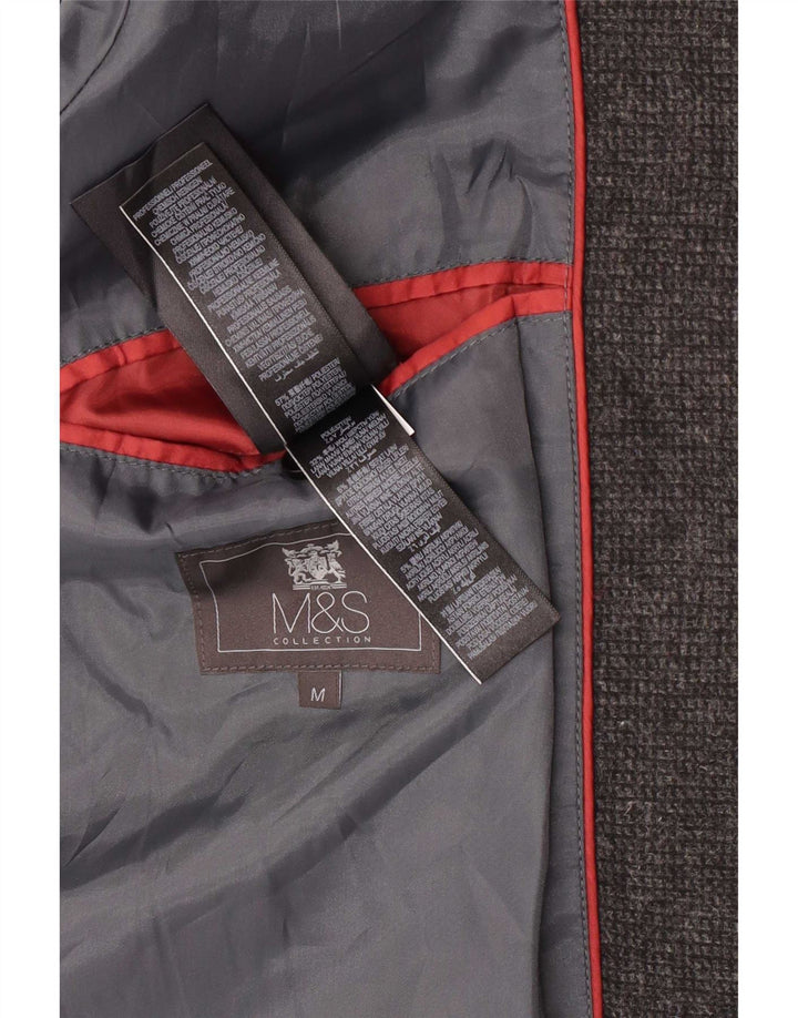 Marks & Spencer Mens Overcoat UK 38 Medium Grey Polyester