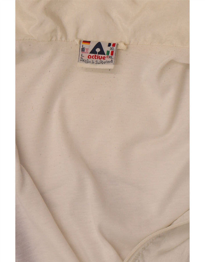 Active Mens Loose Fit Tracksuit Top Jacket Large White Colourblock