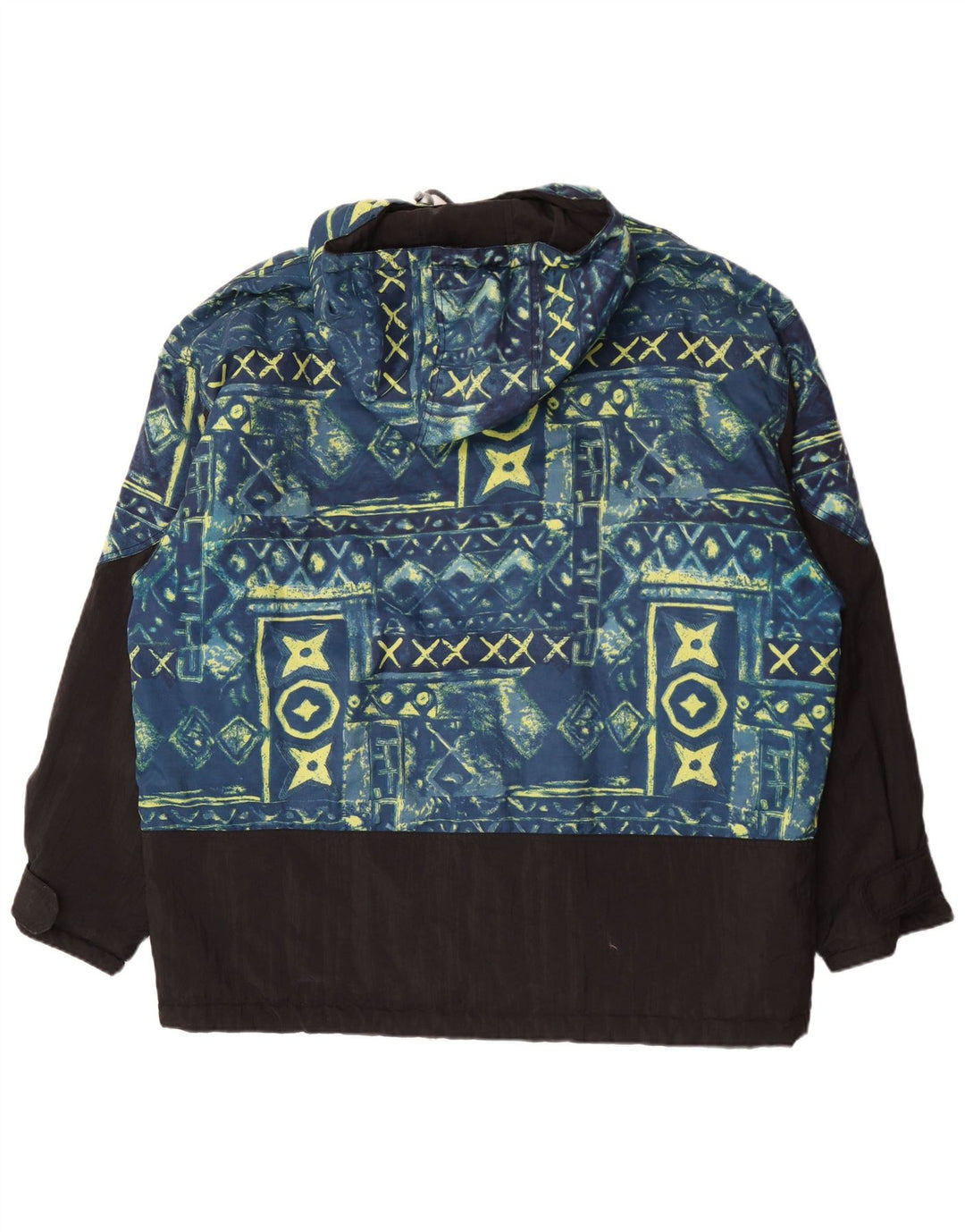 RODEO Mens Hooded Pullover Ski Jacket UK 46 3XL Black Geometric