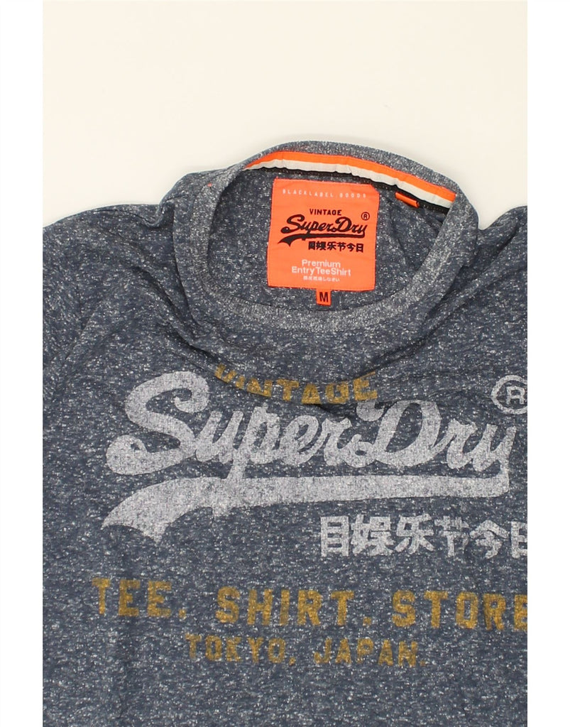 SUPERDRY Mens Graphic Top Long Sleeve Medium Blue Flecked Cotton | Vintage Superdry | Thrift | Second-Hand Superdry | Used Clothing | Messina Hembry 