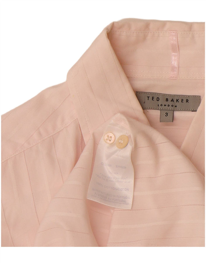 Ted Baker Mens Shirt Size 3 Medium Pink Striped Cotton