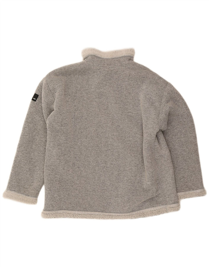 FHB Mens Zip Neck Sherpa Sweatshirt Jumper XL Grey Polyester
