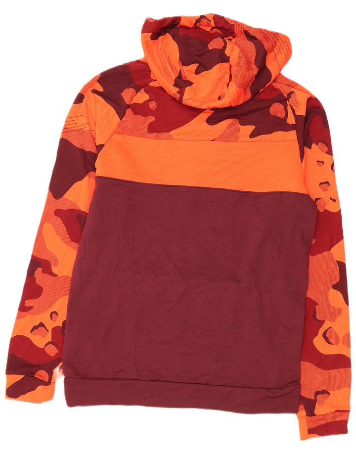 Nike Mens Dri Fit Graphic Hoodie Jumper Small Orange Camouflage Polyester