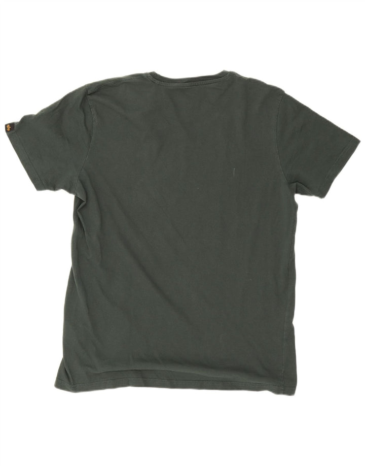 Alpha Industries Mens Graphic T-Shirt Top Large Green Cotton