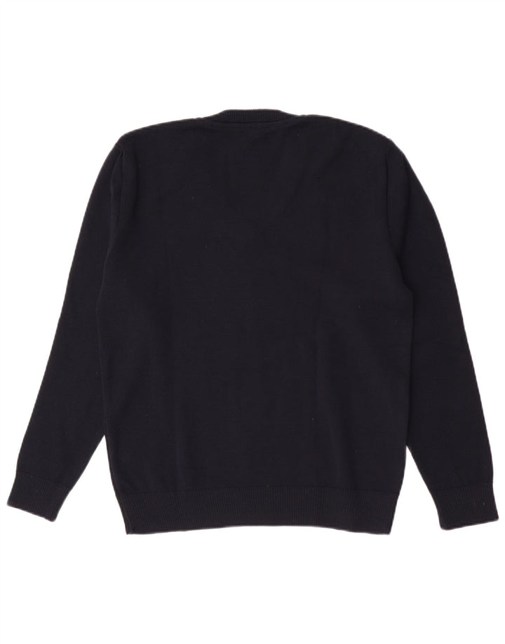 Vintage Womens V-Neck Jumper Sweater IT 42 Medium Navy Blue