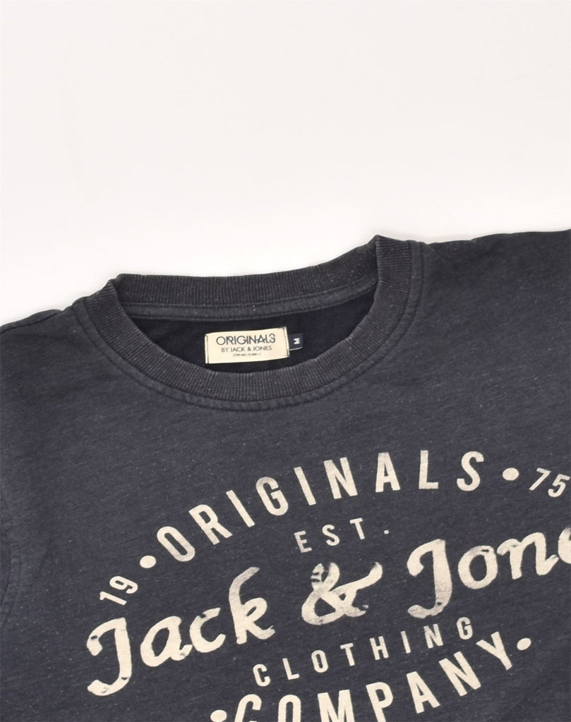 JACK & JONES Mens Graphic Sweatshirt Jumper Medium Grey Cotton | Vintage Jack & Jones | Thrift | Second-Hand Jack & Jones | Used Clothing | Messina Hembry 