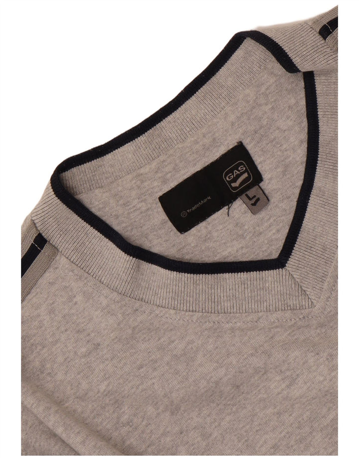 Gas Mens Top Long Sleeve Large Grey Flecked