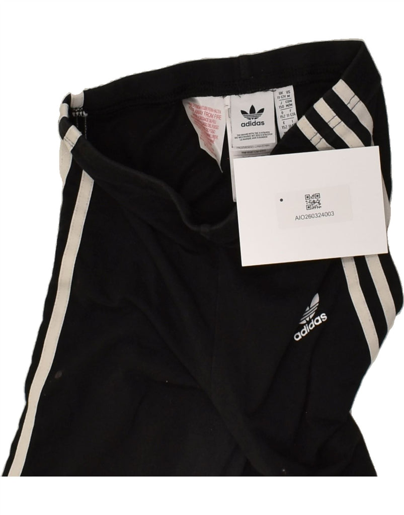 ADIDAS Girls Leggings 11-12 Years Black Cotton | Vintage Adidas | Thrift | Second-Hand Adidas | Used Clothing | Messina Hembry 