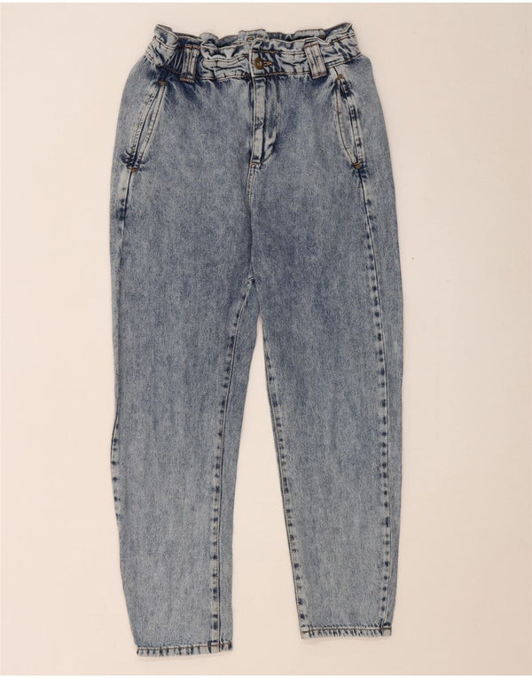 Zara Womens High Waist Crop Tapered Jeans EU 24 2XS W24 L25 Blue Cotton