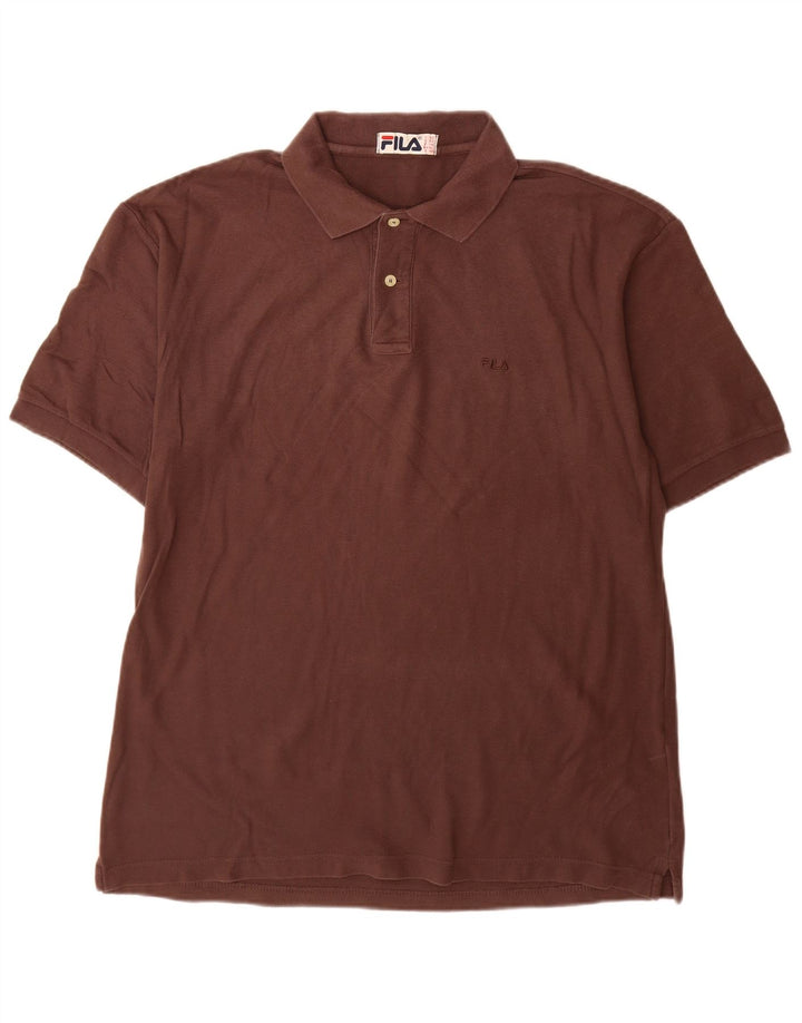 Fila Mens Polo Shirt IT 52 Large Brown Cotton