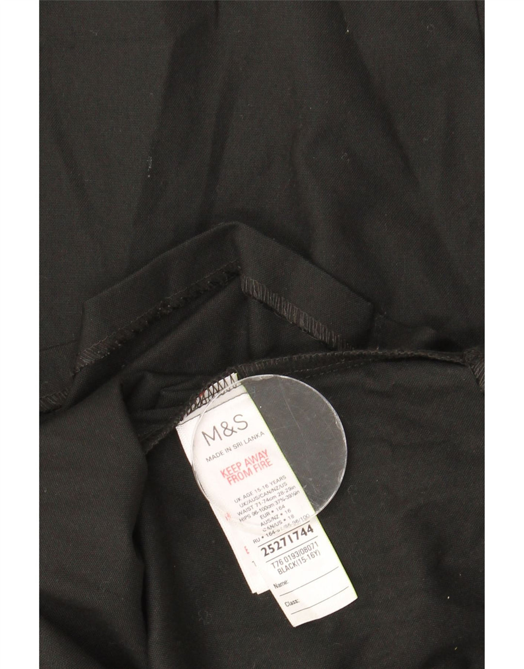 Marks & Spencer Girls Pencil Skirt 15-16 Years W29 Black Polyester