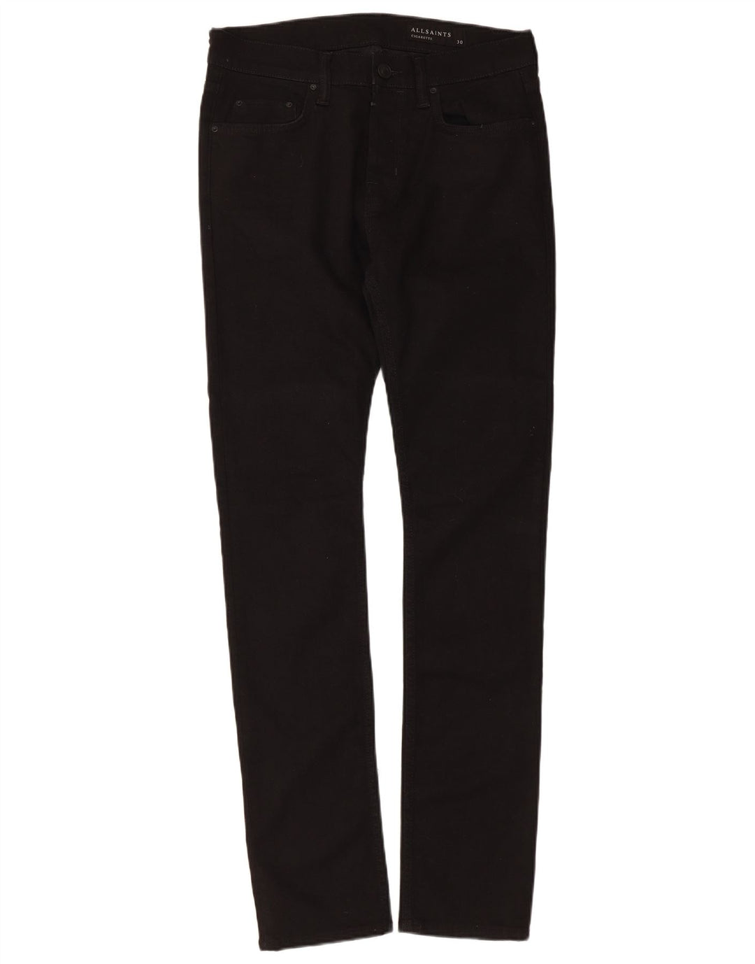 All Saints Mens Cigarette Slim Jeans W30 L31 Black Cotton