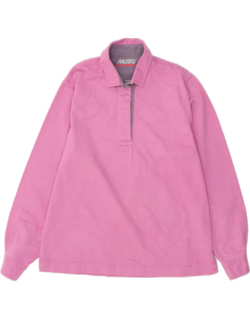 MUSTO Womens Pullover Shirt UK 12 Medium Pink Cotton | Vintage Musto | Thrift | Second-Hand Musto | Used Clothing | Messina Hembry 