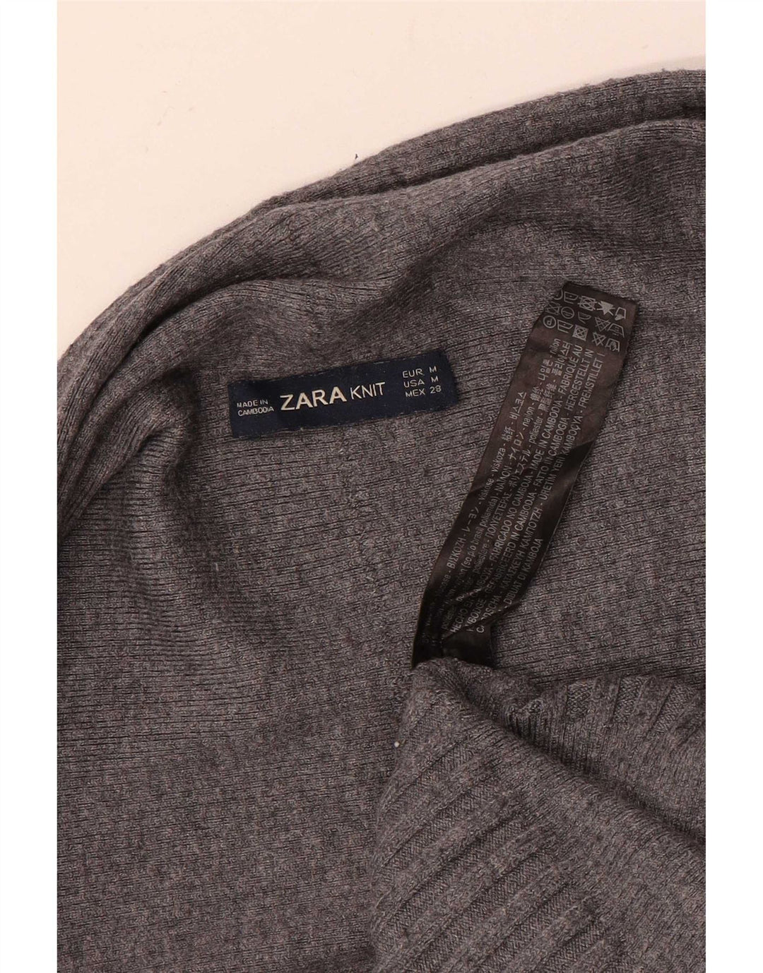 Zara Womens Asymmetric Open Cardigan Sweater UK 14 Medium Grey Viscose