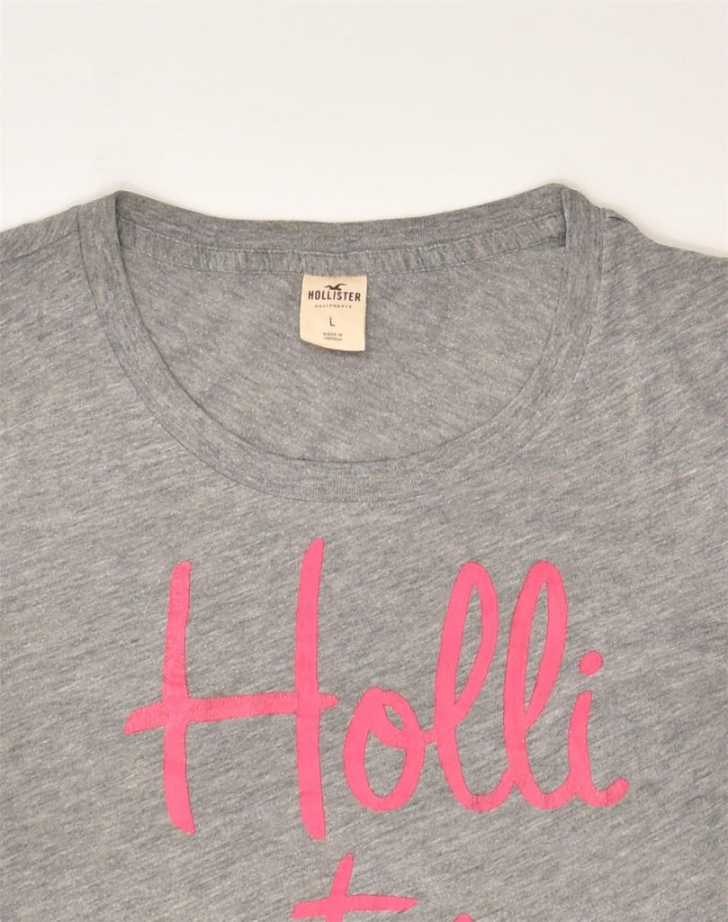 HOLLISTER Womens Graphic T-Shirt Top UK 14 Large Grey Cotton | Vintage Hollister | Thrift | Second-Hand Hollister | Used Clothing | Messina Hembry 