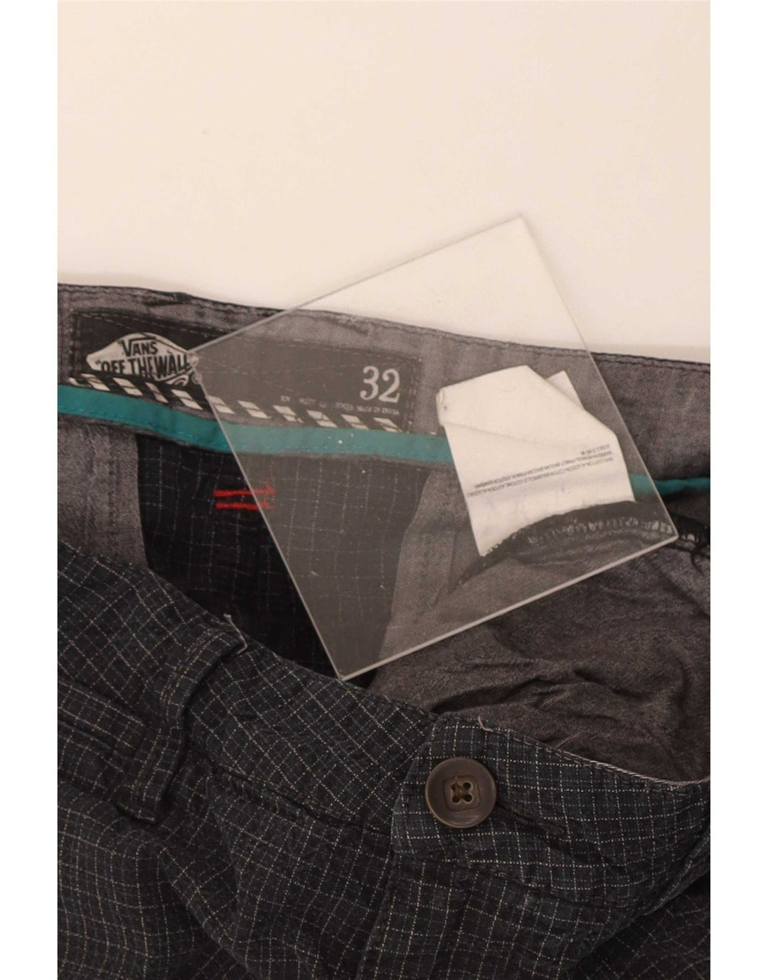 Vans Mens Chino Shorts W32 Medium Black Check Cotton