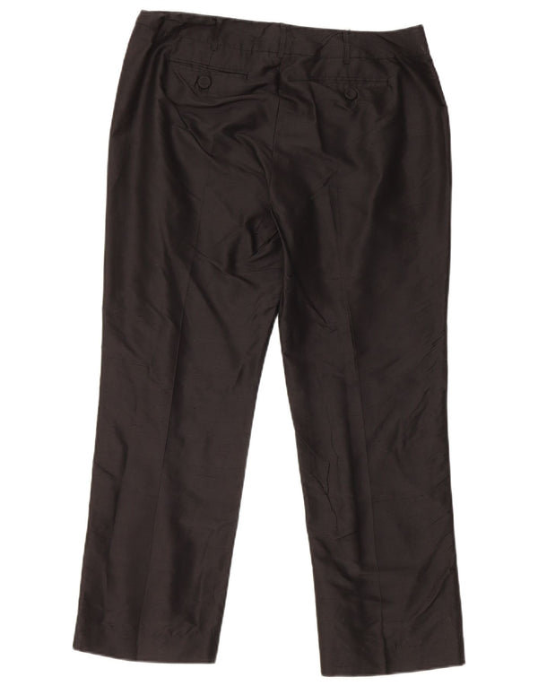 Marella Womens Straight Cropped Trousers UK 12 Medium W30 L25 Black Silk