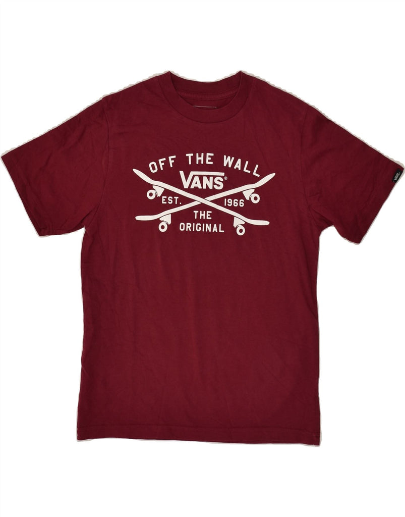 VANS Girls Classic Fit Graphic T-Shirt Top 8-9 Years Small Burgundy Cotton | Vintage Vans | Thrift | Second-Hand Vans | Used Clothing | Messina Hembry 