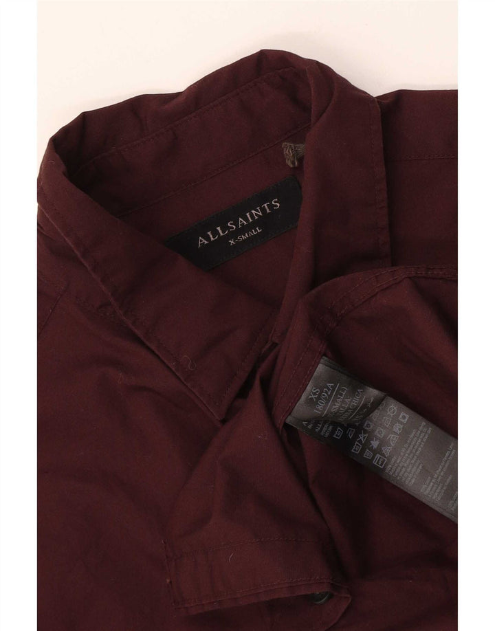 All Saints Mens Shirt XS Burgundy Cotton