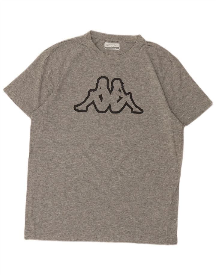 KAPPA Mens Graphic T-Shirt Top Large Grey Cotton