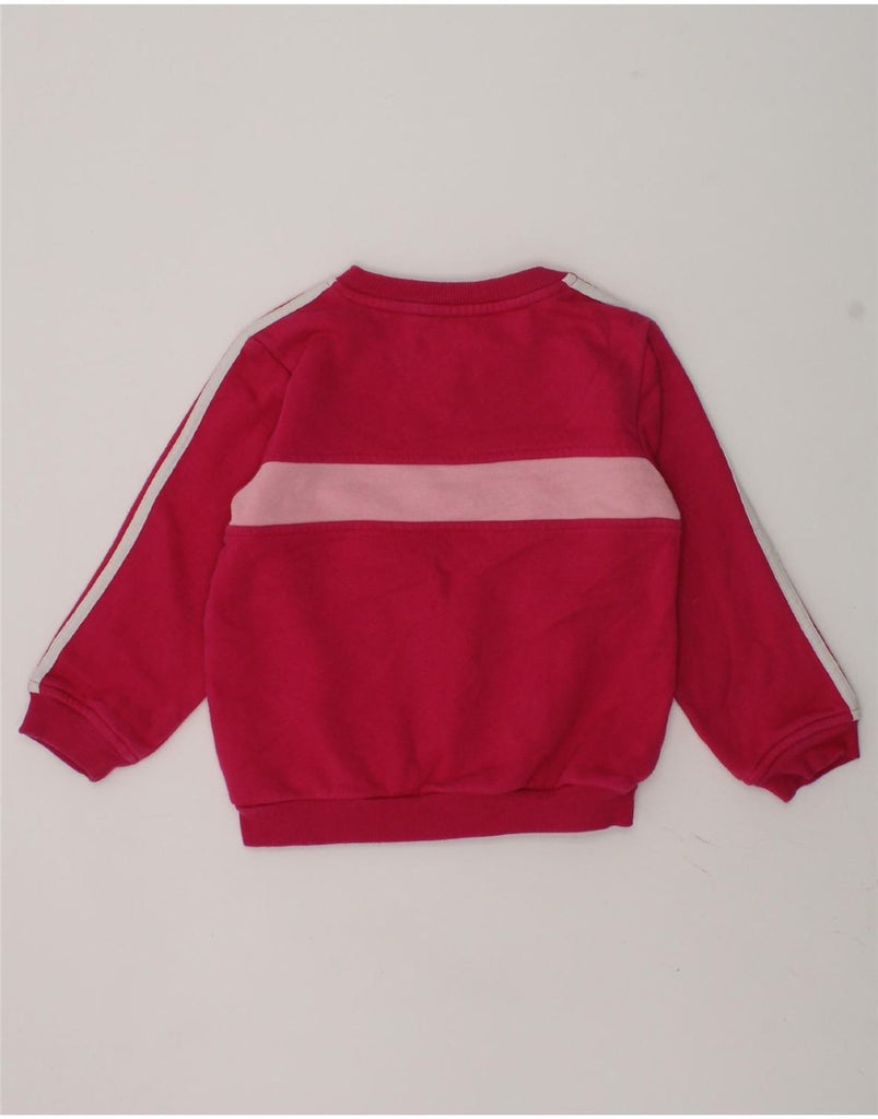 ADIDAS Baby Girls Graphic Sweatshirt Jumper 12-18 Months Pink Colourblock | Vintage Adidas | Thrift | Second-Hand Adidas | Used Clothing | Messina Hembry 