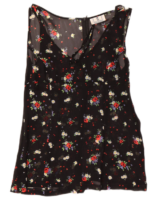 Oliver By Valentino Womens Sleeveless Blouse Top IT 44 Medium Black Floral