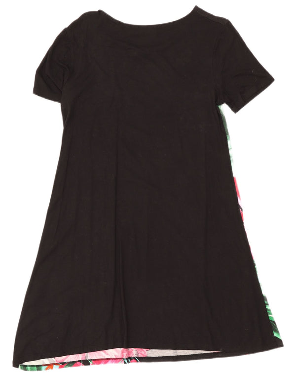 Desigual Womens A-Line Dress UK 14 Large Black Floral