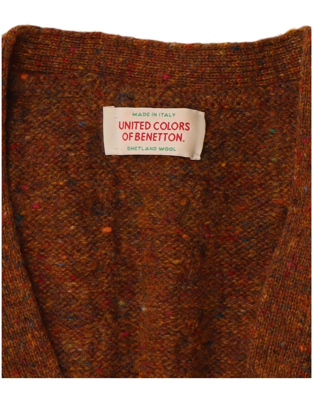 Benetton Mens Cardigan Sweater IT 50 Medium Brown Flecked New Wool