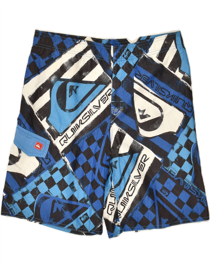 QUIKSILVER Boys Graphic Sport Shorts 15-16 Years Navy Blue Polyester | Vintage Quiksilver | Thrift | Second-Hand Quiksilver | Used Clothing | Messina Hembry 