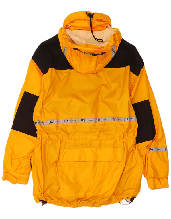 J Jeantex Mens Hooded Rain Jacket UK 36 Small Yellow Colourblock Polyamide