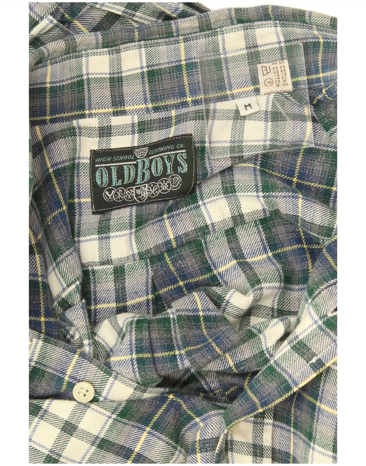 Vintage Mens Flannel Shirt Medium Green Check Cotton
