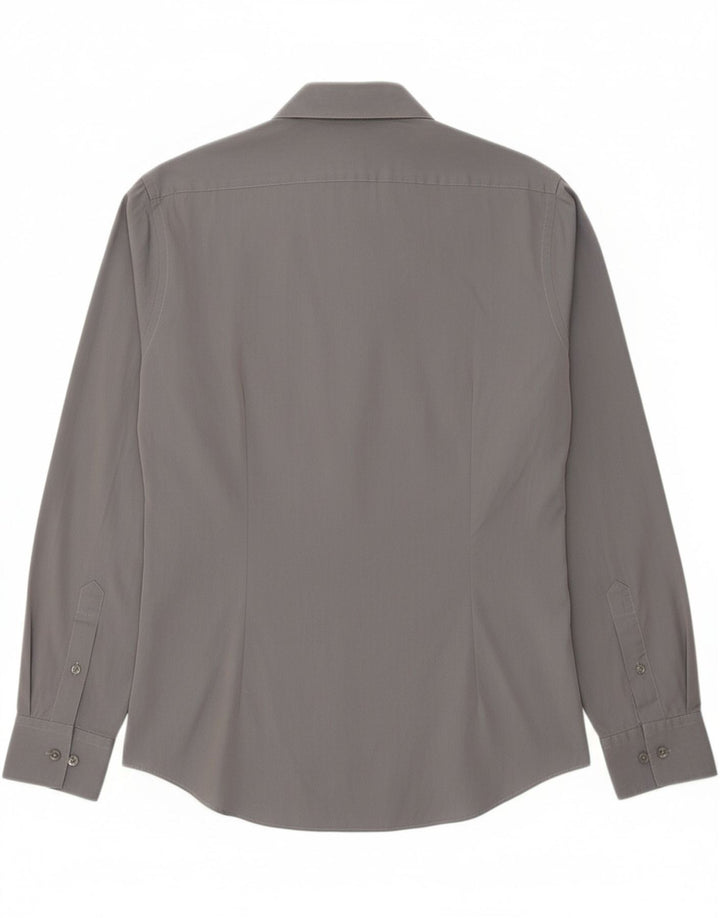 CALVIN KLEIN Mens Slim Fit Shirt Size 40 15 3/4 Medium Grey Cotton Vintage Calvin Klein and Second-Hand Calvin Klein from Messina Hembry 